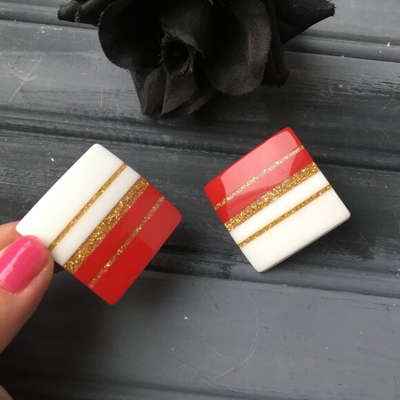 Vintage Red + Gold Earring Lot (Lot of 3) - Picture 4 of 9
